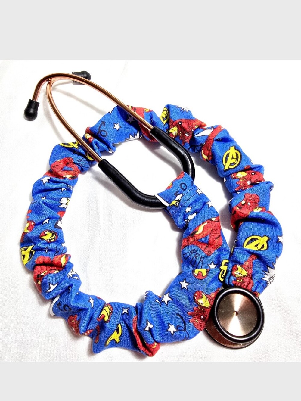 Handmade Blue Iron Man Superhero Stethoscope Cover: Fun Colorful Washable Cotton